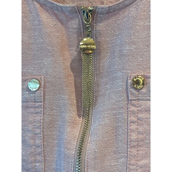Anne Klein Pink Zip-Front Top W/ Roll-Up Sleeves & Gold Button Detail Womens Siz - Picture 3 of 8